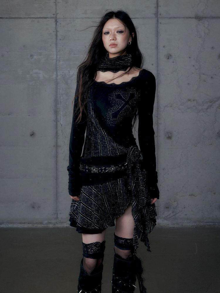 Stacked Neck One-Shoulder Dress【s0000013475】