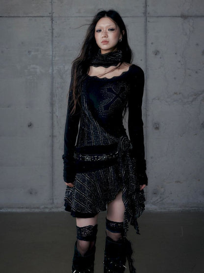 Stacked Neck One-Shoulder Dress【s0000013475】