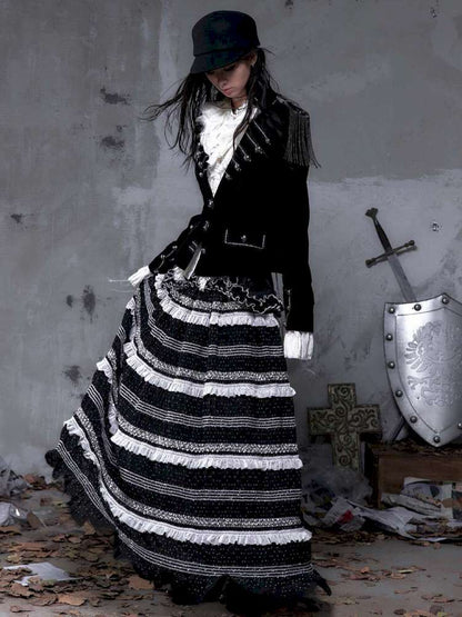 Patchwork Gathered A-Line Skirt【s0000014461】