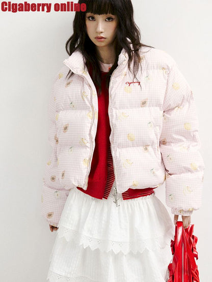 레트로 프린트 코튼 짧은 코트 [S0000011428]