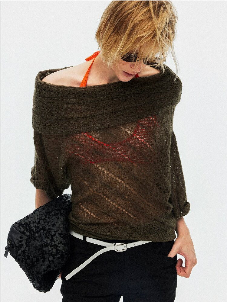 One Shoulder Cut Out Cable Knit【s0000015930】