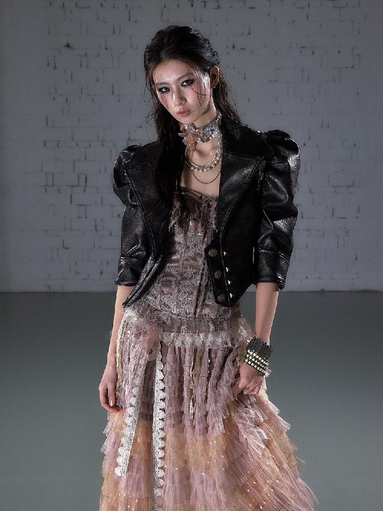 Rock Punk Large Lapel Leather Jacket【s0000015937】