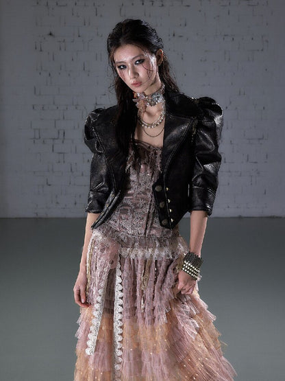 Rock Punk Large Lapel Leather Jacket【s0000015937】