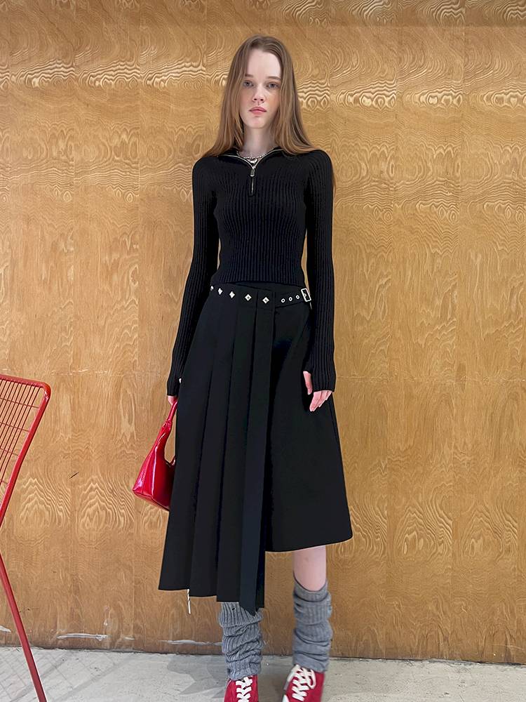 Zipper Stand Collar Base Layer Sweater【s0000014391】