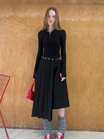 Zipper Stand Collar Base Layer Sweater【s0000014391】