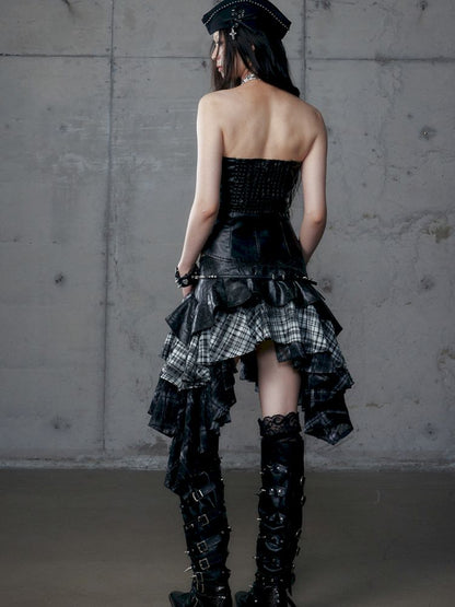 Heavy leather bustier skirt【s0000013467】
