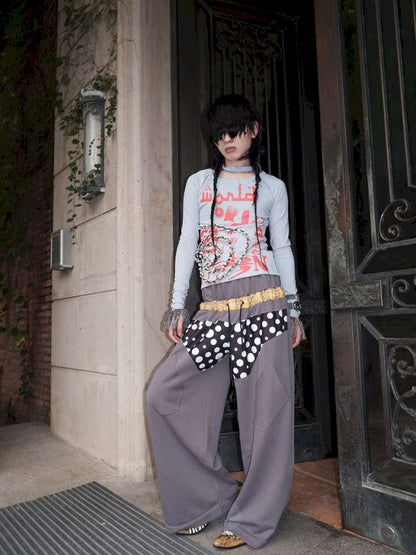 Polka Dot Paneled Wide Leg Pants【s0000015150】