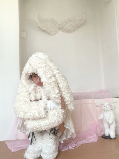 Plush Bowknot Warm Rabbit Ear Hat [S0000010889]