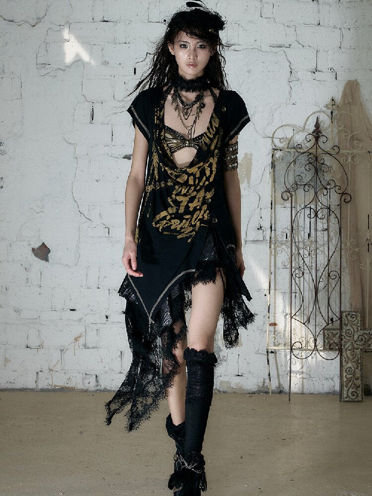 Punk Metallic Bikini Short T-Shirt【s0000016978】