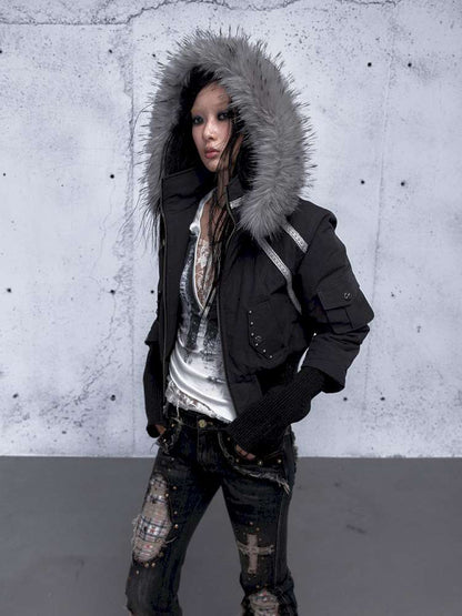 Street Punk Fur Hooded Padded Jacket【s0000014922】