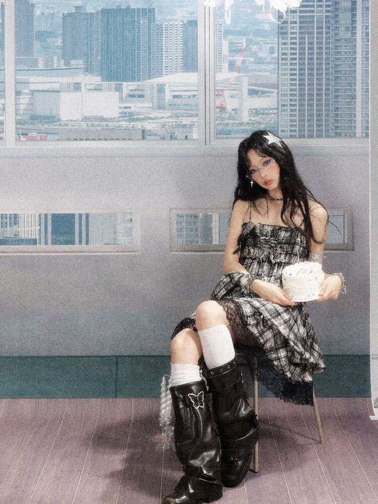 Lace Patchwork Plaid Sundress【s0000016277】