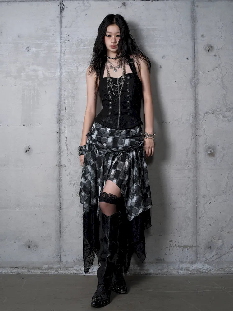 Asymmetrical Halter Neckline Dress【s0000013942】