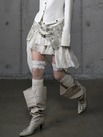 Asymmetrical multi-layer lace skirt【s0000013955】