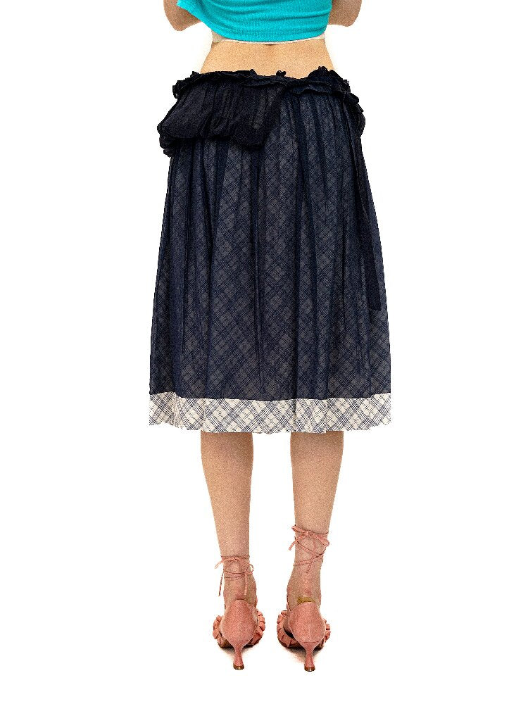 Thin Plaid Bow Spliced Skirt【s0000016087】