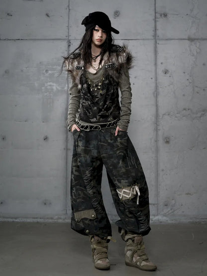 Embroidered Camo Pants【s0000014116】