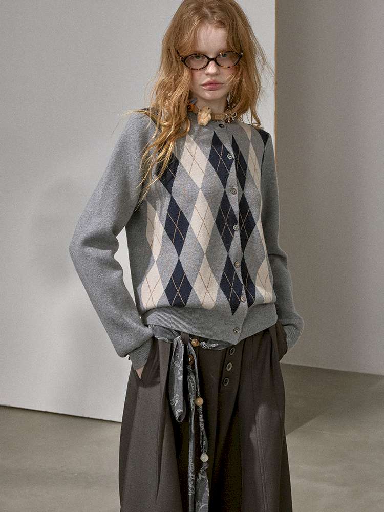 Diamond Plaid Knit Sweater Pants【s0000015072】