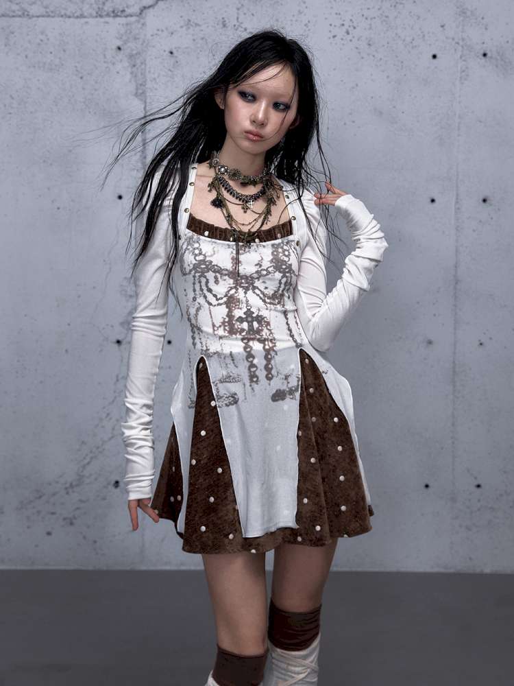 Vintage Baroque Velvet Check Dress【s0000014935】