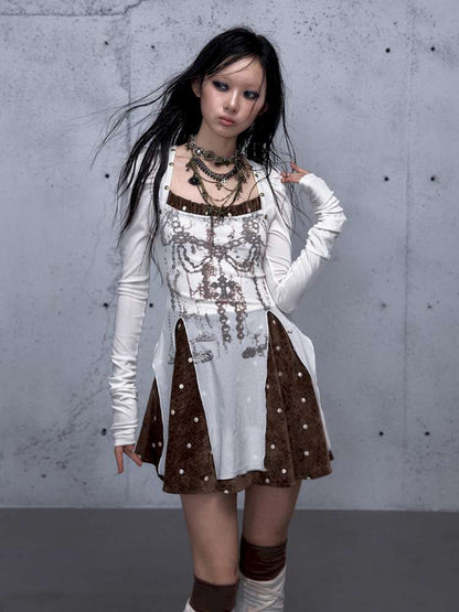 Vintage Baroque Velvet Check Dress【s0000014935】