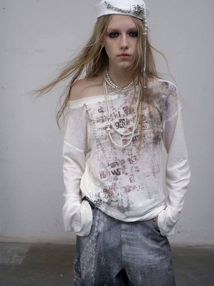 One-shoulder long-sleeved T-shirt【s0000012613】