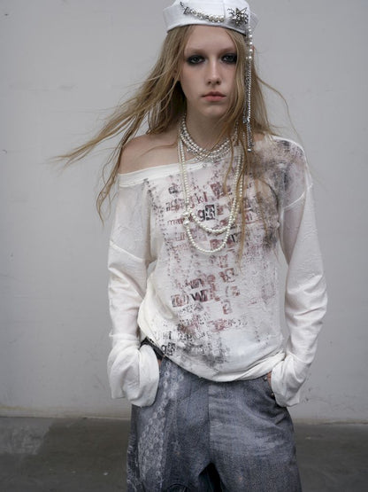 One-shoulder long-sleeved T-shirt【s0000012613】