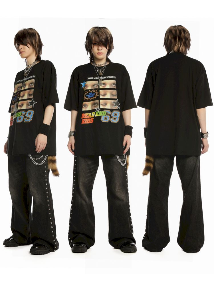 Hip Hop Trend Couple Loose Multicolor T-Shirt【s0000013603】