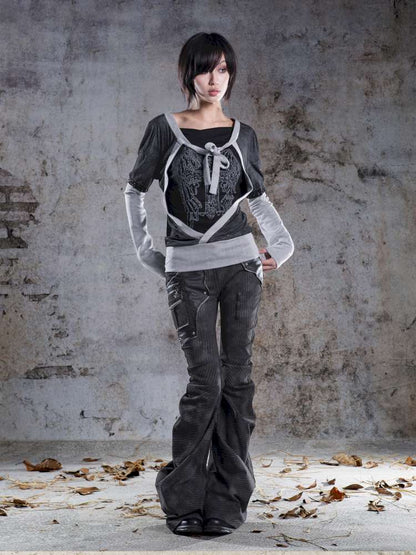 High-Stretch Printed Rhinestone Knit Top【s0000014490】