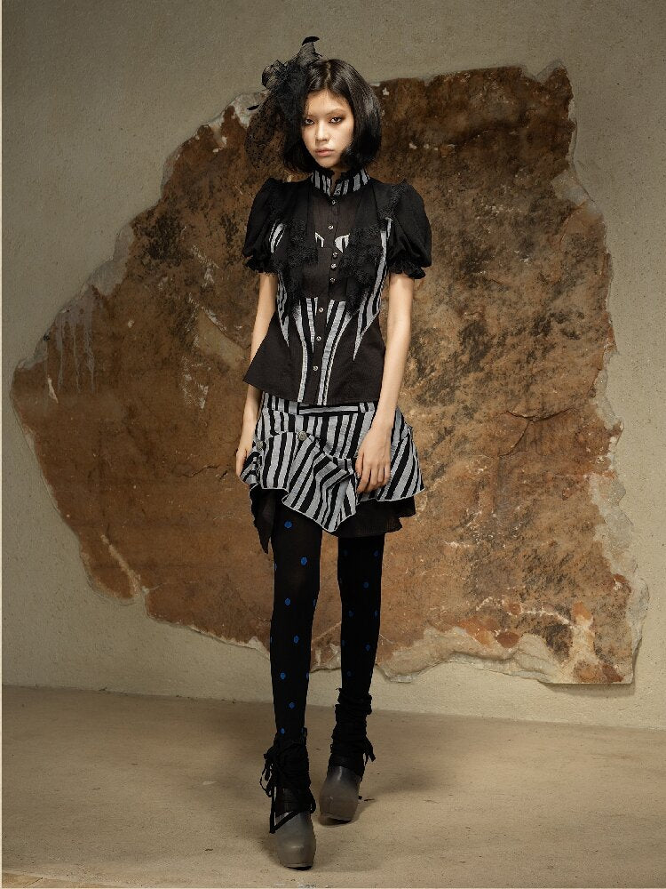 Court Style Dark Punk Puff Shirt【s0000016888】