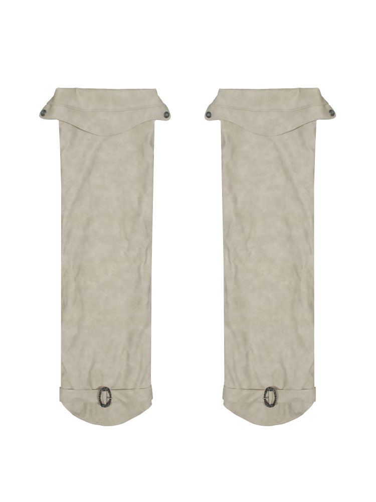 Knee-length loose stacked leather leggings【s0000012302】