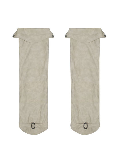 Knee-length loose stacked leather leggings【s0000012302】