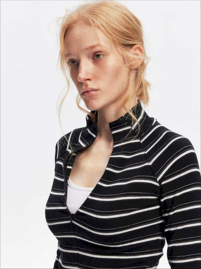 Vintage Striped Slim Knit Top【s0000015059】