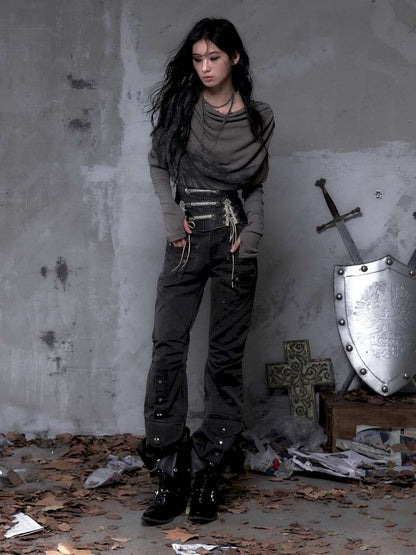 Slightly Flared Suede Casual Pants【s0000014480】