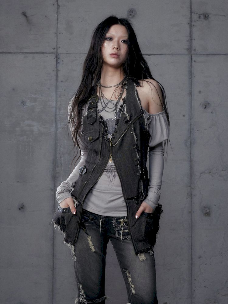 Stacked Waisted Irregular Vest【s0000013472】