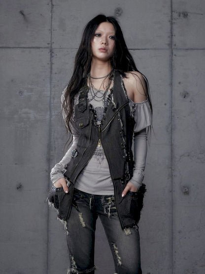 Stacked Waisted Irregular Vest【s0000013472】