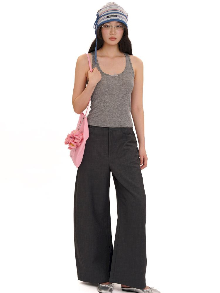 Lace bow casual lazy camisole undershirt【s0000013437】