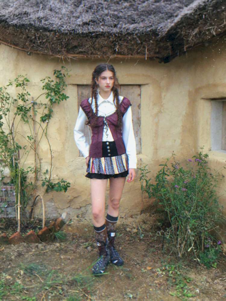 Blue Plaid Polka Dot Long Shirt【s0000014902】