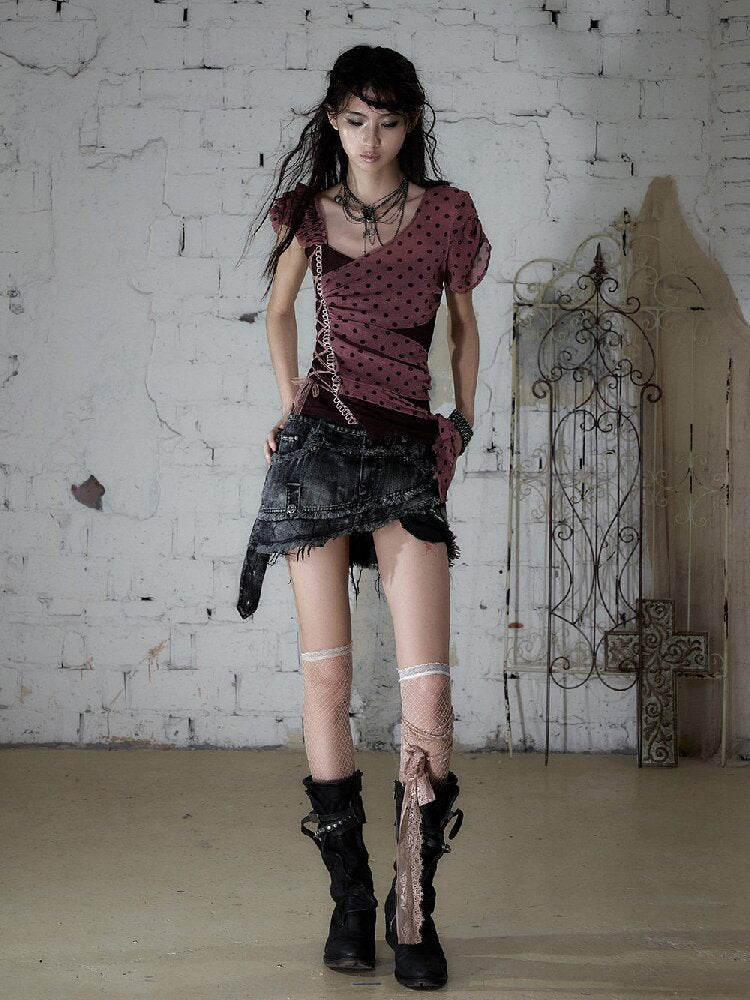 Y2k Retro Asymmetrical Strap T-Shirt【s0000017237】