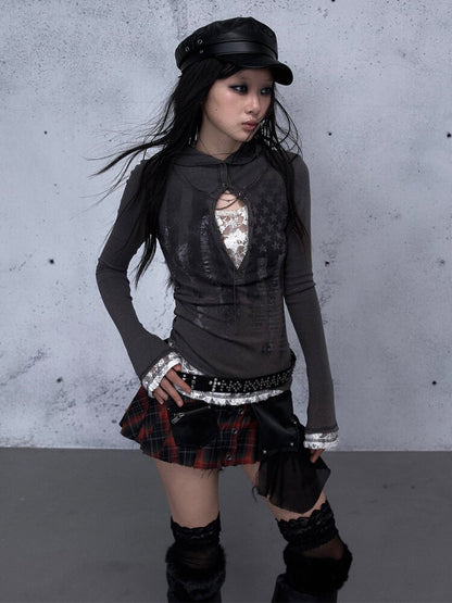 Lace Patchwork Hooded T-shirt【s0000015544】