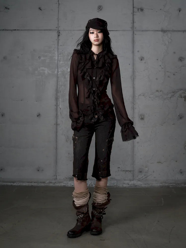 Court-Style Lace Chiffon Shirt【s0000013948】