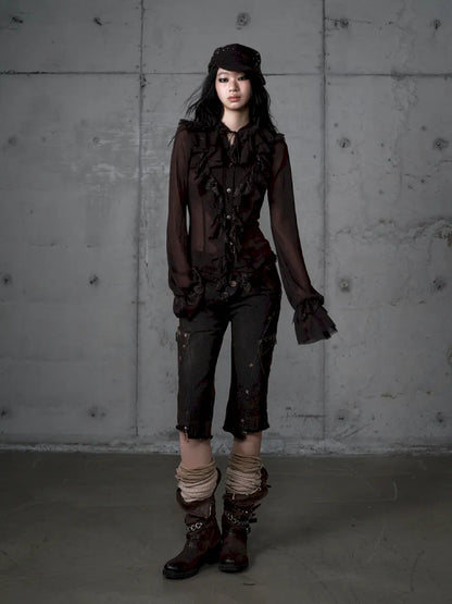 Court-Style Lace Chiffon Shirt【s0000013948】