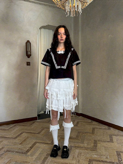 Double-layer bow-tie short skirt【s0000012764】