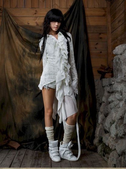 Ruffled Asymmetric Cardigan【s0000013897】