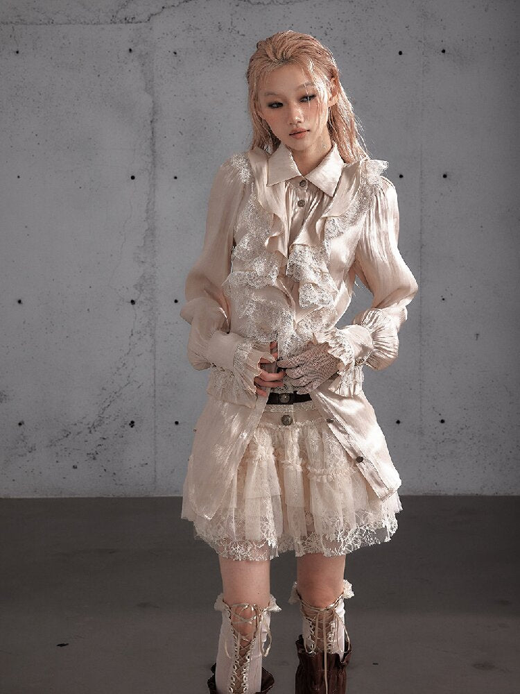 Vintage Layered Mesh Puffy Skirt【s0000019151】
