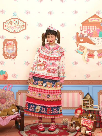 Red Pink Mink Wool Rabbit Cardigan【s0000015572】