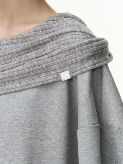 Ramped shoulder one-line collar loose pullover【s0000013735】