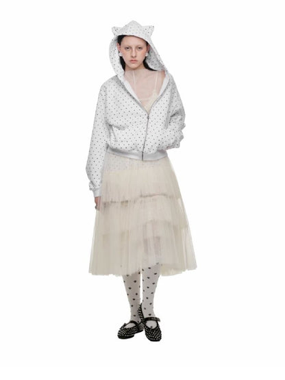 Cat's Paw Long Short Polka Dot Hooded Cardigan Sweatshirt Sweatpants Set【s0000011566】