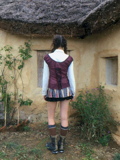 Blue Plaid Polka Dot Long Shirt【s0000014902】