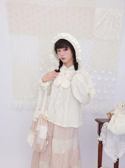 Lace Detachable Bow Pleated Shirt【s0000016501】