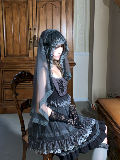 Dark Lolita Lace Mesh Sundress Dress【s0000014684】