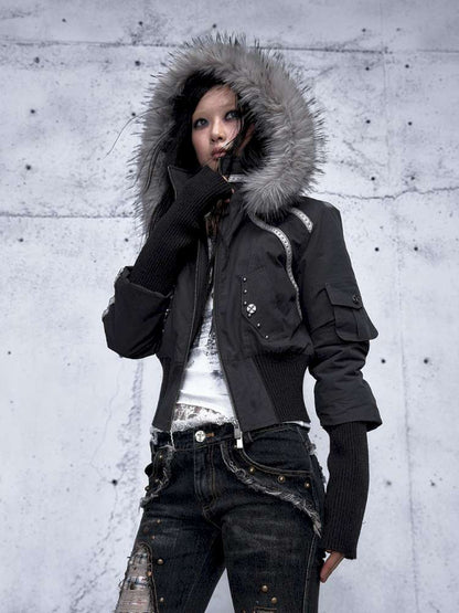 Street Punk Fur Hooded Padded Jacket【s0000014922】