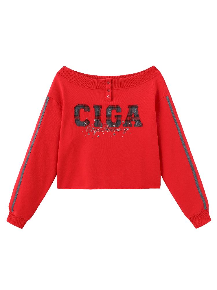 하나의 어깨 슬래시 다중 스웨트 셔츠 [S0000011427]